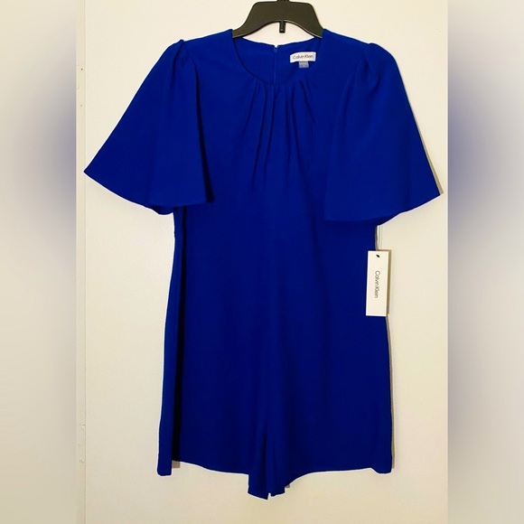 CALVIN KLEIN Flutter Sleeve Romper Ultramarine, Size 8 - Picture 4 of 5